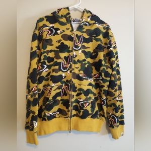 A Bathing Ape BAPE 1st Camo Yellow Shark Full Zip Hoodie